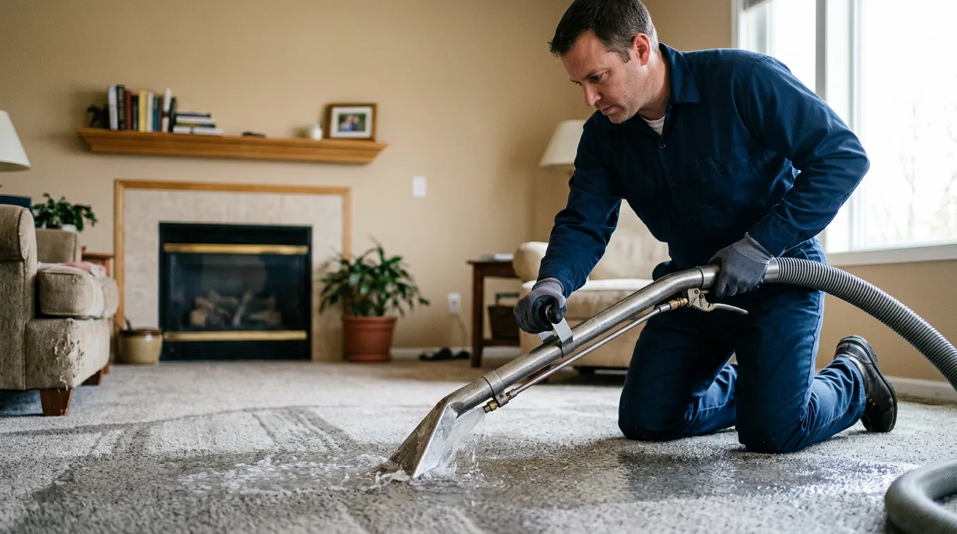 Water damage restoration technician working near Mcintyre, PA